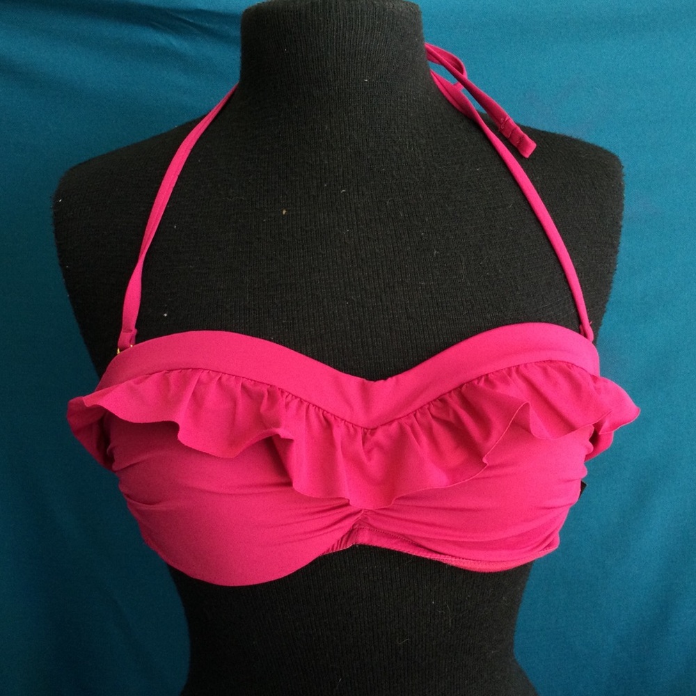 La Vie En Rose Medium Bikini Swim Top Ruffle Pink